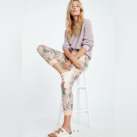 Anthropologie Fernanda Sequin Joggers pants Sz 1x worn once sequin - Picture 4 of 7